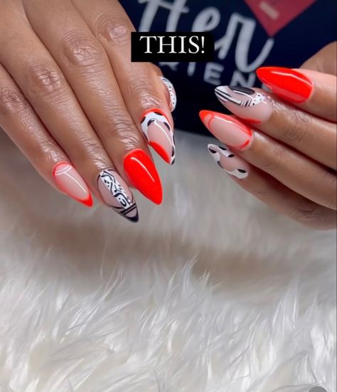 Red Graphic Nails, Red Nails With Line Design, Red Nails Line Design, Abstract Red Nails, Red Nails Abstract Design, Short Red Abstract Nails, Red Abstract Nails, Nail Art Galleries, Tech Design