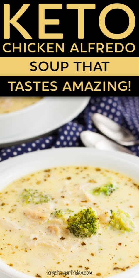 Chicken Alfredo Soup, Alfredo Soup, Keto Chicken Alfredo, Healthy Soup Recipe, Keto Dinner Recipe, Keto Chicken Soup, Low Carb Soup Recipes, Low Carb Meal, Keto Soup