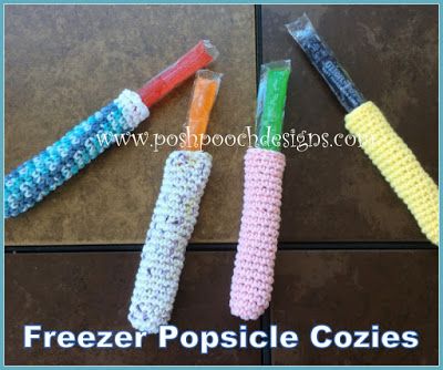 Posh Pooch Designs Dog Clothes: Freezer Popsicle Cozies Crochet Pattern | Posh Pooch Designs Popsicle Cozies, Popsicle Holders, Fall Crochet, Fall Crochet Patterns, Cozy Crochet Patterns, Crochet Snowman, Scrap Busters, Ice Pop, Grand Kids