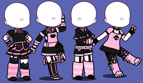 Gacha Punk Outfits, Gacha Club Outfit Ideas Goth, Steampunk Gacha Club, Gacha Club Rockstar Outfit, Gacha Kuromi, Goth Gacha Club Outfits, Black Pink Clothes, Outfit Ideas Alt, Kuromi Black