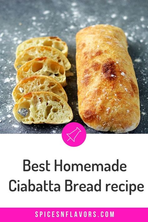 Homemade Ciabatta, Homemade Ciabatta Bread, Ciabatta Bread Recipe, Crusty Bread Recipe, Italian Bread Recipes, Artisan Bread Recipes, Rustic Bread, Ciabatta Bread, Italian Recipe