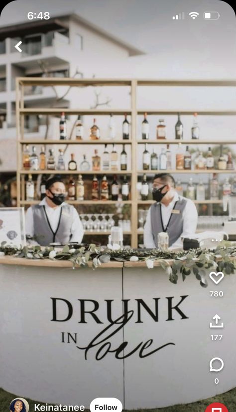 Drunk In Love Wedding Bar, Diy Wedding Bar Self Serve, Wedding Alcohol Bar, Bar At Wedding, Wedding Bars, Diy Wedding Bar, Wedding Drink Bar, Alcohol Bar, January 2025