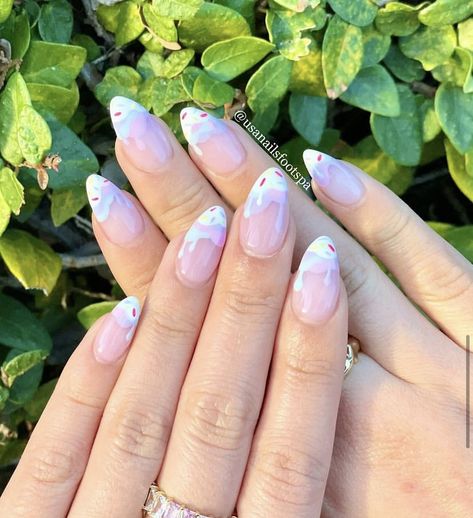 Ice Cream Drip Nails, Church Nails, Birthday Cake Nails, Olivia Nails, Ice Cream Nail Art, Cake Nails, Sprinkle Nails, Cream Nail Art, Ice Cream Nails