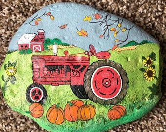 Hand Painted River Rocks and Wood Creations by MoonRiverRocks Painted River Rocks, Halloween Rocks, Watercolor Fish, The Jetsons, Halloween Moon, Red Tractor, River Rocks, Painted Shells, Paint Rock