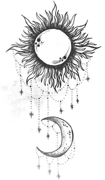 Sun and moon. I want this on my shoulder Tattoo Sonne, Moon Sun Tattoo, Sun Drawing, Muster Tattoos, Inspiration Tattoos, Sun Tattoos, Sun Tattoo, Back Tattoos, Trendy Tattoos