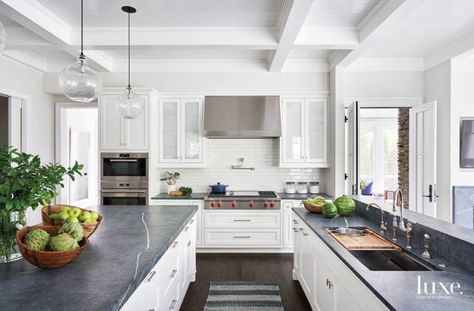 Various Kitchen Countertops: Pros & Cons White Cabinets White Countertops, Soapstone Countertops, Dark Countertops, Active Family, Coastal Kitchen, Luxe Interiors, Hockey Team, Interiors Design, Kitchen Reno