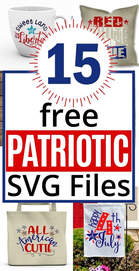 Are you looking for some fun and free patriotic SVG files to use with your Cricut or Silhouette? Look no further, these 15 free patriotic SVG files are perfect for 4th of July crafting! Free American Flag Svg Files For Cricut, Free Patriotic Svg, Fourth Of July Svg Free, Free 4th Of July Svg Files For Cricut, Diy Patriotic Shirts, 4th Of July Shirt Ideas, 4th Of July Cricut Projects, 4th Of July Svg Free, Festive Quotes