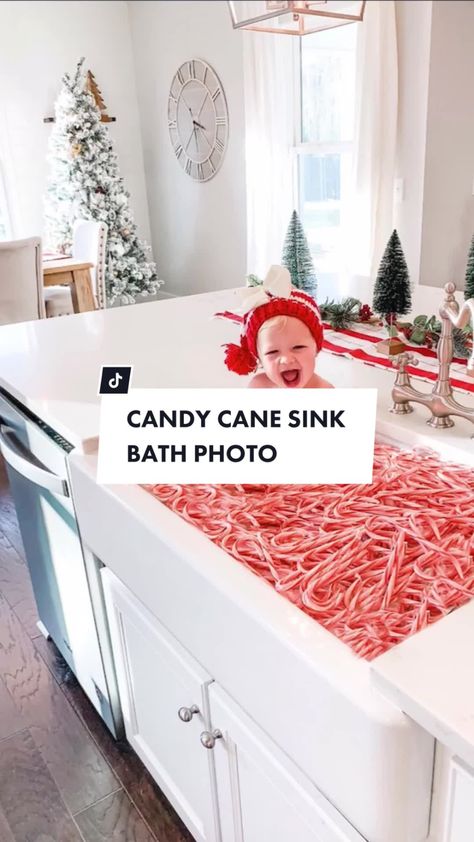 Candy cane sink bath photo shoot! #babyphotoshoot #christmas #babiesoftiktok #babytiktok #christmascountdown #foryoupage Baby Christmas Sink Pictures, Baby Christmas Photos Candy Cane, Baby Candy Cane Picture, Christmas Sink Bath Baby, Diy Hot Cocoa Photo Shoot Baby, Candy Cane Baby Photos, Hot Cocoa Bath Photoshoot, Candy Cane Photo Shoot, Christmas Milk Bath Baby