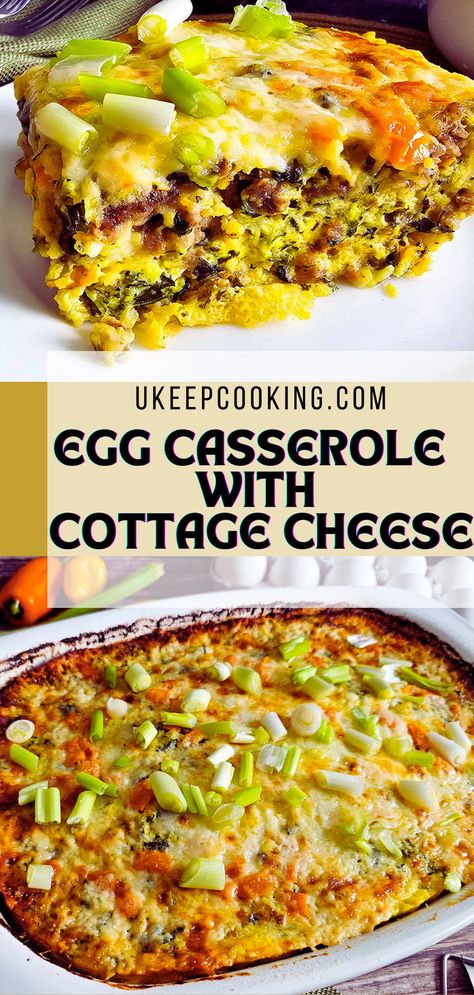 Start your day right with this Egg Casserole with Cottage Cheese! It’s a healthy and easy breakfast option, loaded with high-protein goodness from eggs and cottage cheese, plus the added flavor of spinach and breakfast sausage. If you're looking for cottage cheese breakfast ideas, this egg bake is a must-try. Simple to make and perfect for a hearty morning meal, this casserole is the ultimate combination of delicious and nutritious. Egg Casserole With Cottage Cheese, Cheese Breakfast Ideas, Eggs And Cottage Cheese, Egg Casserole Recipes Easy, Sausage Egg Bake, Healthy And Easy Breakfast, Easy Breakfast Bake, Egg Bake Casserole, Cottage Cheese Recipes Healthy