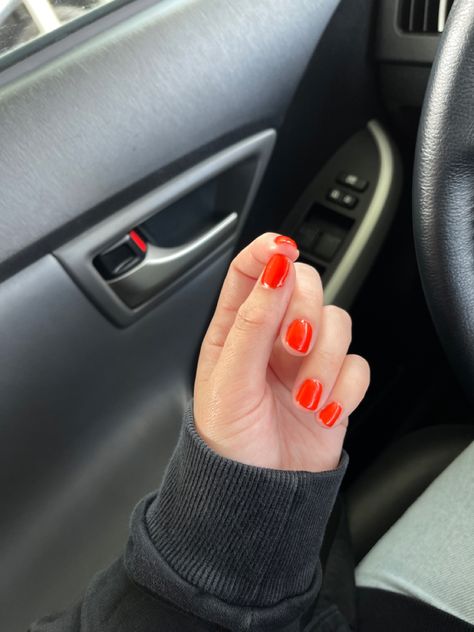 Reddish Orange Nails, Blood Orange Nails, Orange Nails Short, Nail Inspo Orange, Orange Manicure, Short Manicure, Nails Salon, Orange Nails, Nails Short