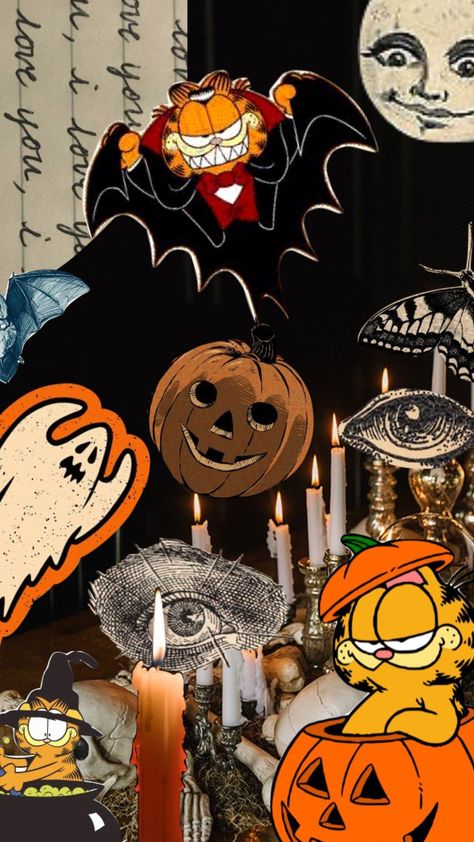 Halloween Garfield, Garfield Halloween, Garfield Wallpaper, Garfield Images, Skate Art, Fall Wallpaper, Halloween Wallpaper, Halloween Night, Creative Play