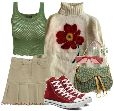 Creepypasta Oc, Chic Fall Outfits, Cozy Outfit, Red Outfit, Green And Red, Swag Outfits, Lookbook Outfits, Polyvore Outfits, Looks Vintage