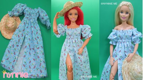 Barbie Dresses Diy, Dress For Dolls Diy, How To Make A Barbie Dress, Homemade Barbie Clothes, Barbie Diy Clothes, Diy Barbie Stuff, Barbie Clothes Diy, Bratz Dress, Diy Puff Sleeves