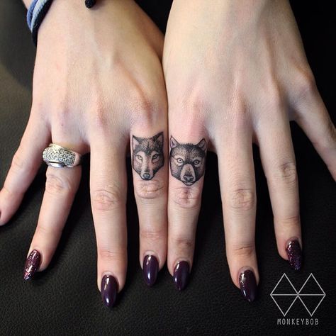 Monkey Bob tattoo Wolf and Bear finger tattoo Bear Finger Tattoo, Paw Finger Tattoo, Bob Tattoo, Tattoo Trash, Tattoo Wolf, Trash Polka Tattoo, Bear Tattoos, Finger Tattoo, Trash Polka