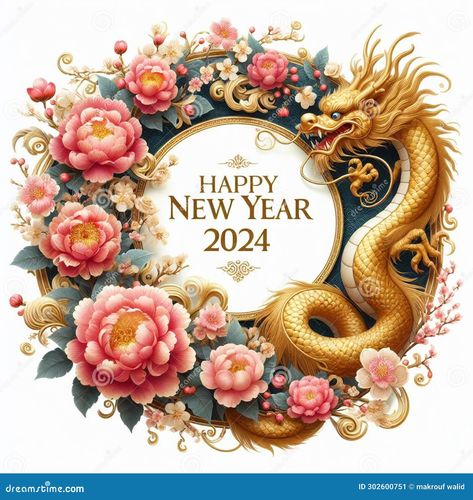 Happy Chinese New Year 2024, Chinese New Year 2024, Happy Chinese New Year, Year 2024, Editorial Illustration, Chinese New Year, Happy New Year, Stock Illustration, Royalty Free