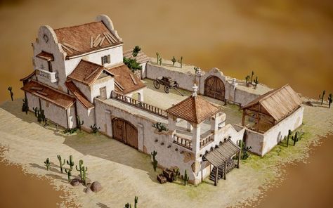 ArtStation - Villa, Ilia Shigin Vila House, Villa House Design, Boho Glam Home, Villa Courtyard, Hacienda Style Homes, Bangunan Minecraft, Roman Villa, Courtyard House Plans, Medieval Houses