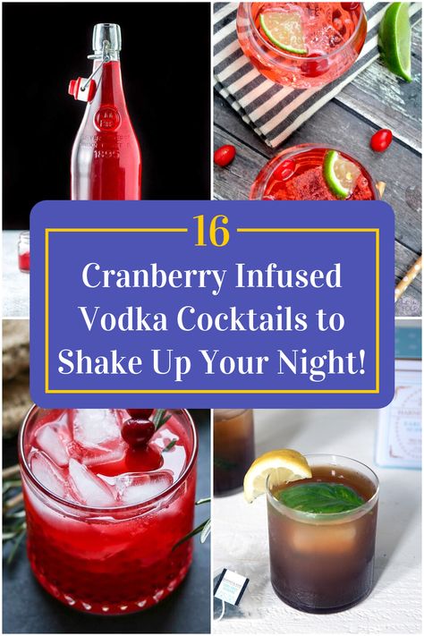 Collage of 4 cranberry infused vodka cocktails. Cranberry Infused Vodka, Cranberry Cocktails, Cranberry Cocktail, Vodka Cocktails Recipes, Vodka Cocktail, Festive Cocktails, Night At Home, Infused Vodka, Vodka Drinks