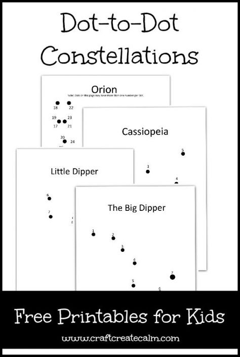 Learn about constellations with these printable dot-to-dot- pages for kids. Outer space unit study, number sequencing for kids, teaching kids to count, pencil control. Constellations For Kids, Space Unit Study, Space Week, Space Activities For Kids, Space Preschool, Pencil Control, Space Unit, Dot Worksheets, Outer Space Theme