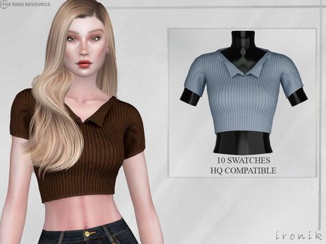 Sims 4 Collar Shirt, The Sims Resource Tops, The Sims 4 Cc Clothing For Women Shirt, Cc Top, Sims Clothes, Sims 4 Expansions, Sims4 Clothes, Los Sims, Sims4 Cc