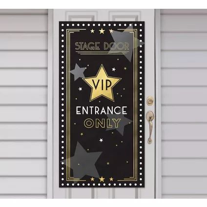 Stage Door VIP Entrance Plastic Door Cover, 2.8ft x 5.4ft - Awards Night Movie Star Costumes, Vip Entrance, Cheer Decorations, Hollywood Theme Party Decorations, Hollywood Party Decorations, Hollywood Party Theme, Bar Mitzva, Grammy Party, Stage Door