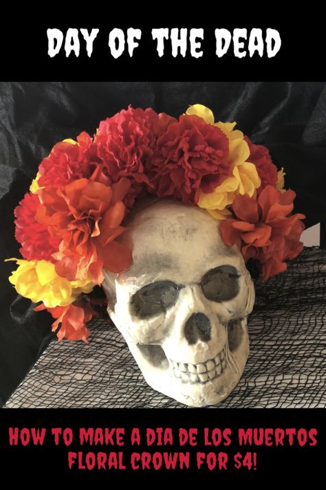 Day Of The Dead Headpiece Diy, Dia De Los Muertos Headpiece Ideas, Floral Crown Diy, Diy Day Of The Dead, Diy Hair Pieces, Head Peice, Muertos Makeup, Diy Floral Crown, Day Of The Dead Mask