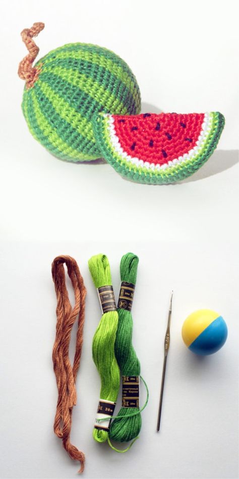 Watermelon Knitting Pattern, Crochet Watermelon Pattern, Watermelon Crochet Patterns, Watermelon Crochet, Crochet Watermelon, Watermelon Theme, Crochet Fruit, Cross Stitch For Kids, Crochet Abbreviations