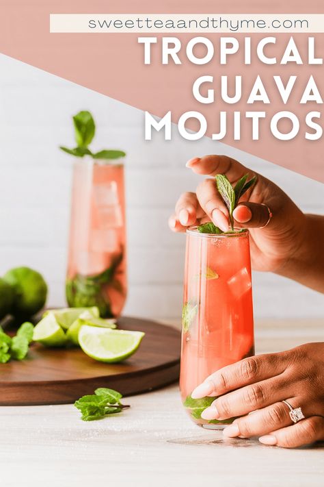 Guava Nectar Recipes, Recipes With Guava Paste, Guava Mojito Recipe, Guava Mojito, Summer Mixed Drinks, Guava Nectar, Guava Recipes, Mojito Drink, Strawberry Guava