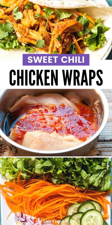 Sweet Chili Sauce Chicken, Sweet Chili Recipe, Chicken Wraps Healthy, Sweet Chili Sauce Recipe, Sweet Chili Chicken, Chili Sauce Recipe, Chicken Wrap Recipes, Chili Chicken, Lunch Inspiration