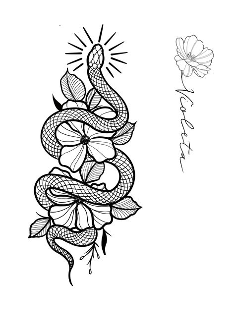 Snake And Hibiscus Tattoo, Witchy Embroidery, Procreate Tattoo, Snake Tattoos, Hibiscus Tattoo, Leg Tattoos Women, Line Art Tattoos, Snake Tattoo, Line Tattoos