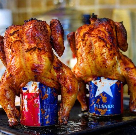 These Beer Can Cornish Hen recipe is so YUMMY and simple! I marinated the hens overnight in the spicy rub, then finished then baked them in the oven! No need to light the grill if you don't want to, because they work so well in the oven!