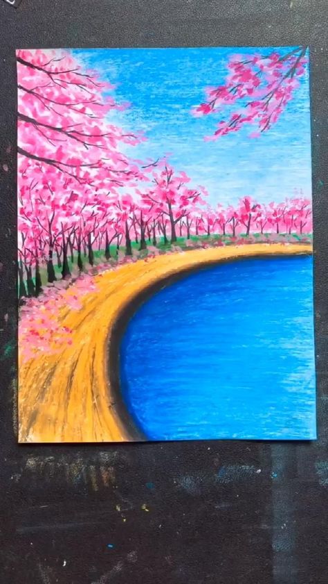 Crayon Painting, Oil Pastel Drawings Easy, Oil Pastel Paintings, Canvas Painting Tutorials, Seni Dan Kraf, Oil Pastel Art, Oil Pastel Drawings, Crayon Art, Painting Art Lesson