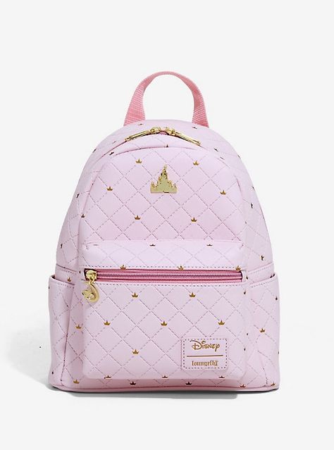 Aurora Disneyland, Gold Icons, Disney Bags Backpacks, Disney Products, Cute Mini Backpacks, Disney Purse, Pink Castle, Mini Mochila, Loungefly Bag