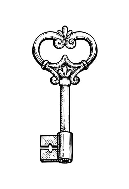 Vintage Key Tattoos, Key Drawing, Key Drawings, Key Tattoos, Key Tattoo, Vintage Key, Hand Drawn Vector Illustrations, Time Tattoos, Vintage Keys