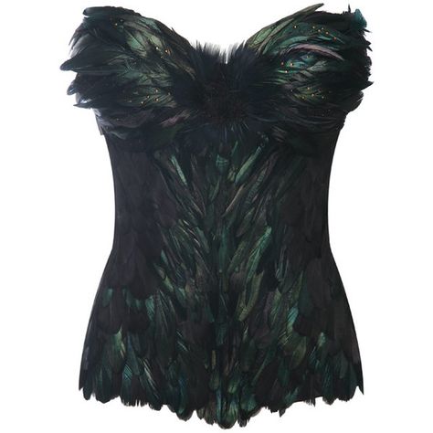 Midnight Moth Corset by Lee Klabin from my-wardrobe.com ❤ liked on Polyvore Feather Corset, Raven Costume, Crow Costume, Owl Costume, Feather Fashion, Queen Costume, Butterfly Shirts, Feather Dress, Neck Piece