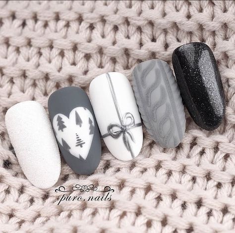 Grey Winter Nails, Grey Christmas Nails, Winter Nail Art Designs, Nails Thanksgiving, Wave Nails, Christmas Gel Nails, Nails Winter, Basic Nails, Nails Only