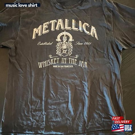 2005 Vintage Metallica Whiskey In The Jar Band Black Graphic Tee T-Shirt Size L By Hanes Heavyweight T Shirt Classic Check more at https://musicloveshirt.com/product/2005-vintage-metallica-whiskey-in-the-jar-band-black-graphic-tee-t-shirt-size-l-by-hanes-heavyweight-t-shirt-classic/ Whiskey In The Jar, Black Graphic Tee, The Jar, Black Graphic Tees, Whiskey, Metallica, Graphic Tee, Graphic Tees, Band