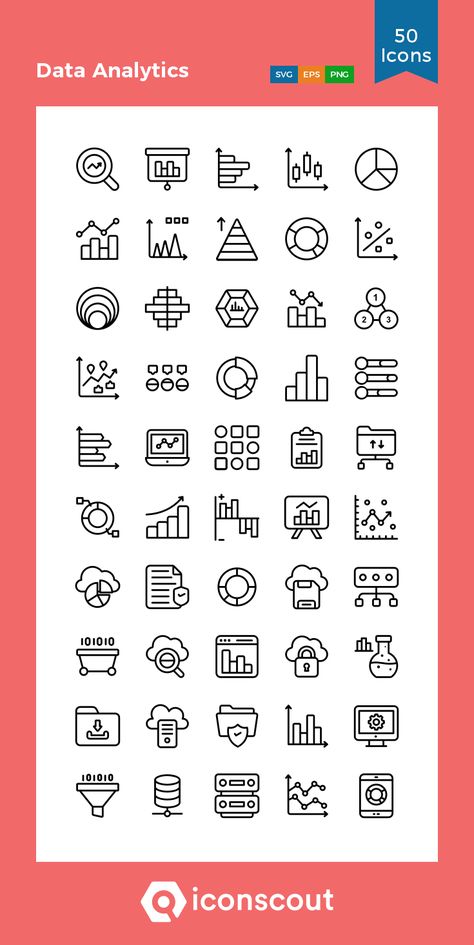 Data Analytics  Icon Pack - 50 Line Icons Data Icon Design, Data Analytics Logo, Business Growth Chart, Research Icon, Research Logo, Journal Workout, Data Icon, Data Modeling, Communication Icon