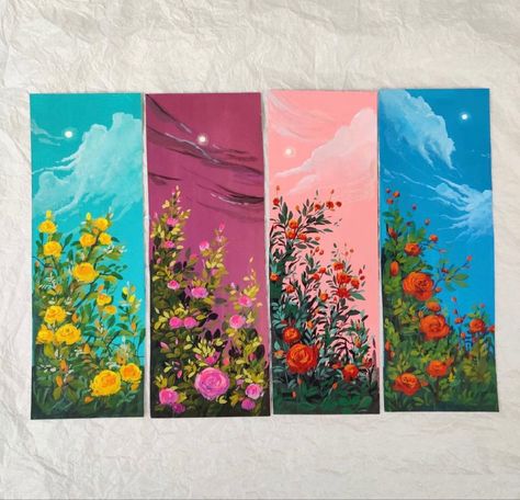 Painting On Rectangle Canvas, Sky Art Painting, Small Canvas Paintings, Gouache Art, Canvas Painting Designs, Art Painting Gallery, Galaxy Painting, Spring Painting, Nature Art Painting