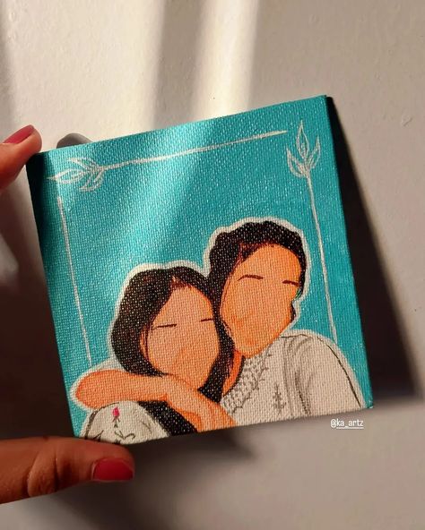 Canvas Painting For Friends Gifts, Hand Painting Friends, Small Canvas Gift Ideas, Canvas Art For Friends Gift Ideas, Positive Canvas Painting Ideas, Positive Paintings Canvases, Bff Painting Ideas On Canvas, Best Friend Canvas Painting, Painting Ideas Small Canvas