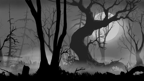 Forest Reference, Woods Drawing, Spooky Woods, Forest At Night, Art Environment, Wood Illustration, Forest Drawing, Fall Drawings, Art Games