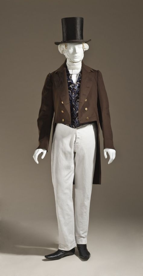 Ca.1845 tailcoat, Scottish. Fulled plainweave wool. LACMA. 1840s Menswear, Judge Turpin, 19th Century Men, Victorian Men, 1800s Fashion, Regency Fashion, 19th Century Fashion, Period Outfit, Century Clothing