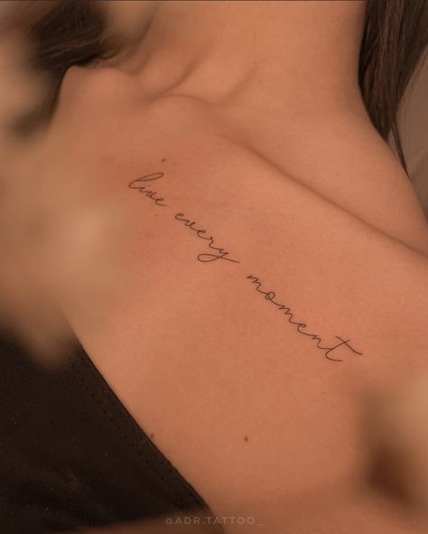 Don't Just Exist Live Tattoo, Under Collar Bone Tattoos, Collar Bone Tattoo Quotes, Live Tattoo, Love Yourself Tattoo, Small Girly Tattoos, Gemini Tattoo, Gorgeous Tattoos, Shoulder Tattoos For Women