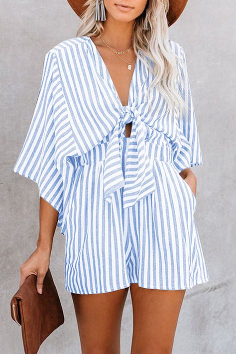 Jumpsuit Styling, Loose Jumpsuit, Trumpet Sleeve, Chiffon Fashion, Legging Sport, Weave Style, Striped Jumpsuit, Casual Jumpsuit, Crop Top Blouse