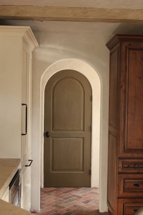 Arch Interior Doors, Wood Arch Door, Arch Interior Door, Euro Farmhouse, Door Paint Ideas, Spanish Eclectic, Arched Interior Doors, Arched French Doors, Pantry Laundry Room