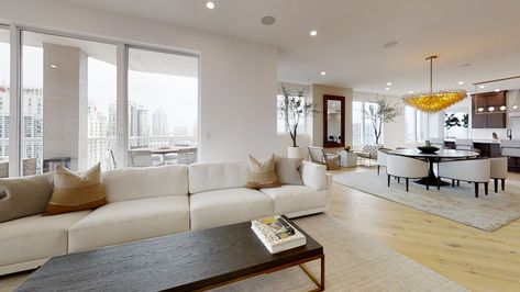 Matterport Penthouse, Apartment Matterport, Penthouse Matterport, Bel Air House, Side Walkway, Modern Glam Living Room, Different Types Of Houses, Luxury Townhouse, Glam Living Room