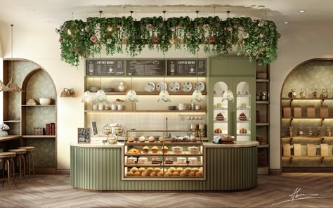 Cafe Room Design, Cute Bakery Ideas Interior, Coffee Decor Ideas Shop, Bakery Architecture Design, Cafe Shop Ideas, Cafe Bakery Design, Cute Bakery Aesthetic Interior, Bakery Design Interior Small Spaces, Cute Cafe Interior Design