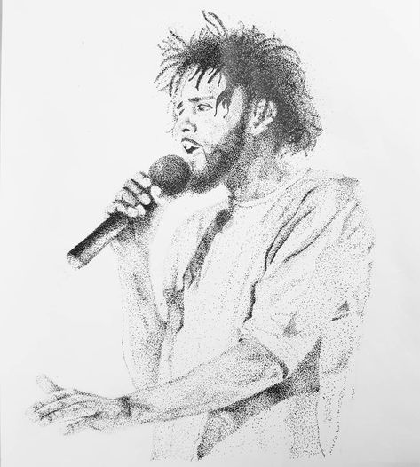 J Cole Sketch, Pen Dot Drawing, J Cole Drawing, Cole Drawing, Dot Drawings, Dot Drawing, Pencil Sketches Easy, Dotted Drawings, Fineliner Pens