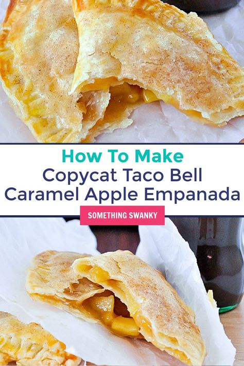 Taco Bell Caramel Apple Empanada, Recipe With Biscuits, Dessert Empanadas Recipe, Cracker Barrel Copycat Recipes, Copycat Taco Bell, Taco Bell Recipes, Empanada Recipe, Hand Pie Recipes, Chicken Sandwich Recipes