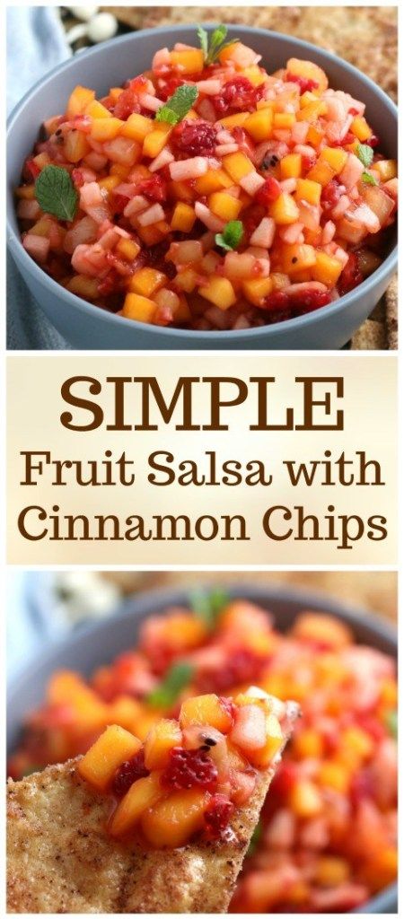 Fruit Salsa And Cinnamon Chips, Fruit Salsa Recipe, Summer Appetizers Easy, Awesome Appetizers, Summer Potluck, Salsa Recipes, Salsa Fresca, Cinnamon Chips, Fruit Salsa