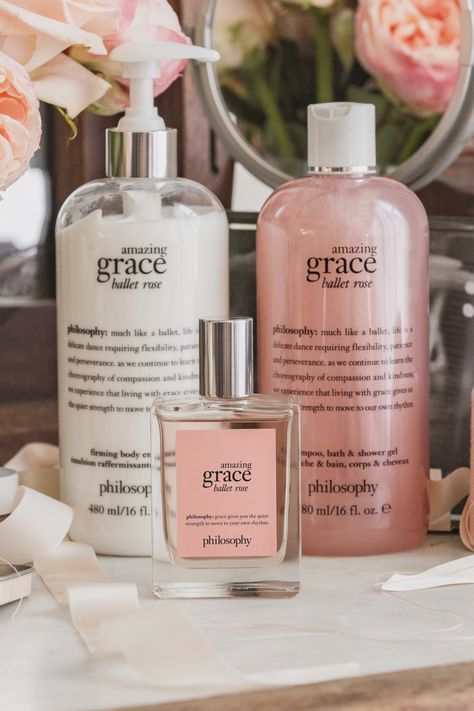 Philosophy Ballet Rose Perfume, Ballet Rose Philosophy, Amazing Grace Perfume Aesthetic, Philosophy Amazing Grace Ballet Rose, Philosophy Ballet Rose, Amazing Grace Philosophy, Rose Smelling Products, Amazing Grace Ballet Rose, Rose Dance